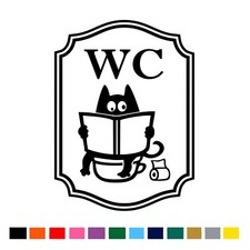 WC Toilet Bathroom Self-Adhesive Vinyl Sticker Decal Signs Funny Black Cat