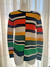 Nine West Colorful Striped Asymmetrical Hem Sweater Women’s Size Small