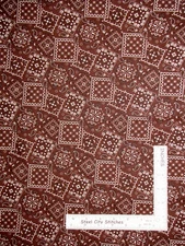 Bandana Western Cowboy Cowgirl Chocolate Brown Cotton Fabric By Yard