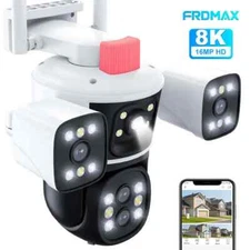 16MP 8K HD Wifi IP Camera Four Lens Three Screen 10X Zoom PTZ Security Camera