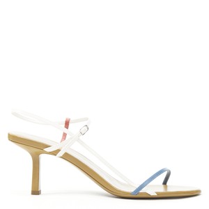 white strappy mid heels