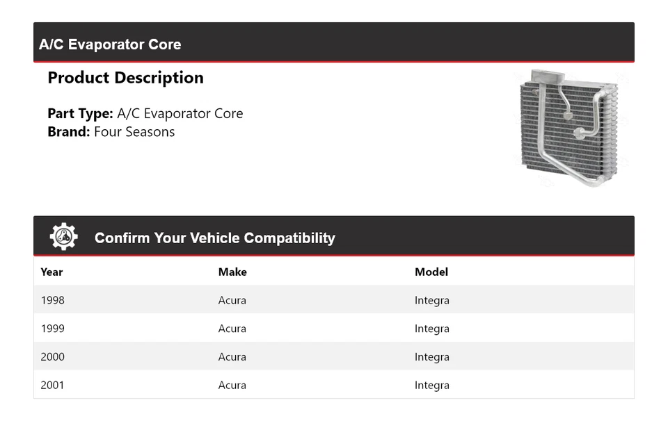 Para 1998-2001 Acura Integra A/C evaporator Core 4 estações 1999 2000 - Imagem 2 de 4