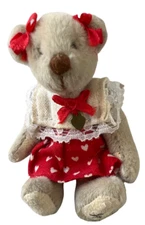 Boyds Bear T.F. Wuzzies Miniature Jointed Bear in Heart Dress