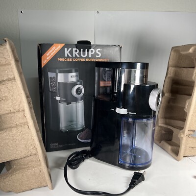 Krups GX550 Black Silver Corded Electric Precise Coffee Burr Grinder  RETURNED
