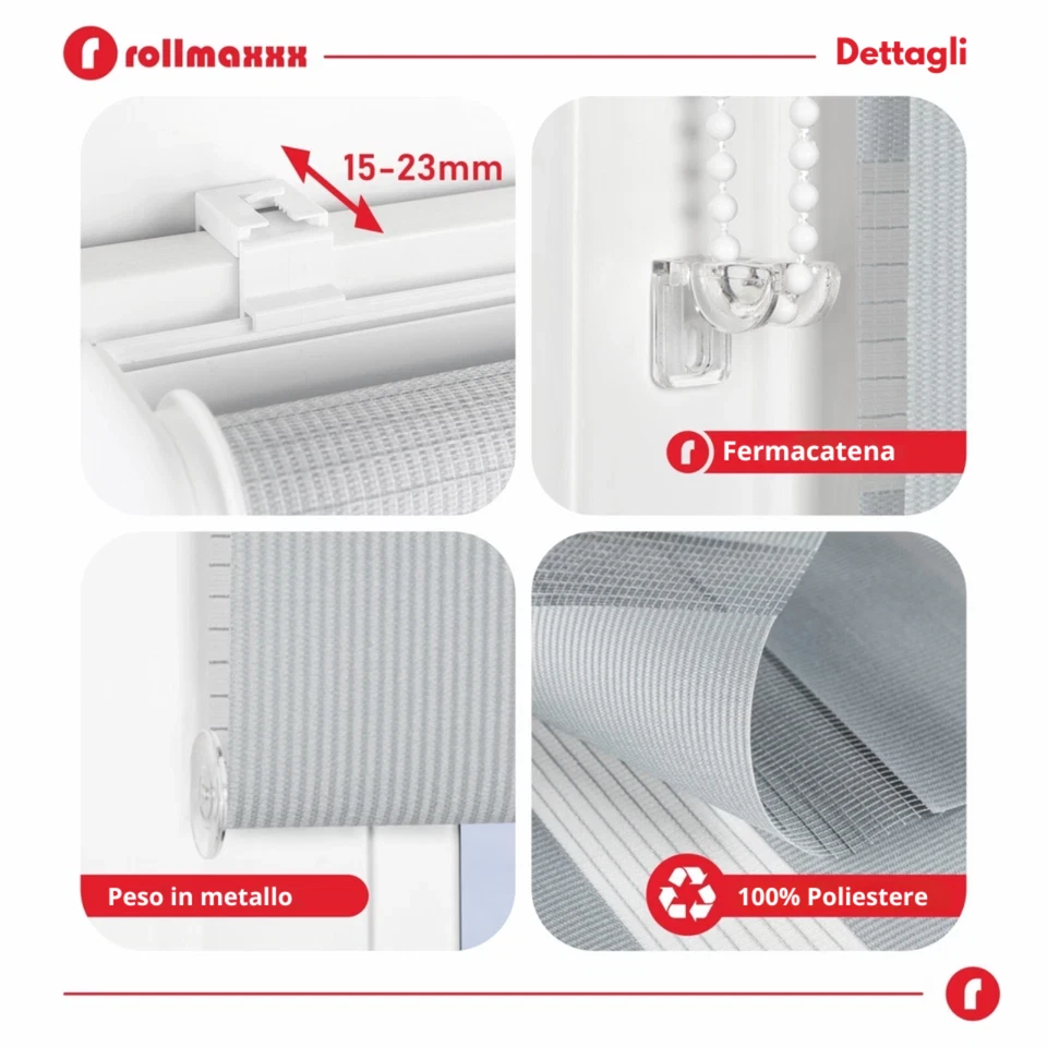 Tenda a Rullo Giorno e Notte senza Foratura Oscurante Dopprio Strato ROLLMAXXX® - Immagine 3 di 4