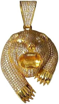 3Ct Lab Created Diamond Men Attacking Bear Charm Pendant 14k Yellow Gold Plated