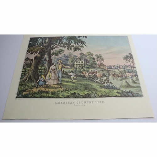 Currier and Ives Vtg Paper Print American Country Life Summer Evening Home Art  - Picture 6 of 6