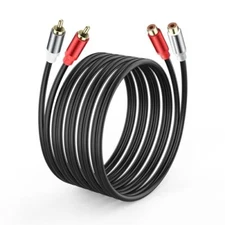 2 RCA Extension Cable Dual RCA Male to Female Audio Stereo Subwoofer Cable 2 ...