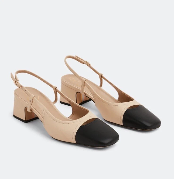 Sam Edelman Tarra Pump 经典露背裸色黑色帽头女式 9 码 — 第 2/4 张图片