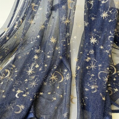 Moon Star Stickereien Kostüm Spitze Stoff 130cm Brautkleid Kleid Vorhänge Tüll