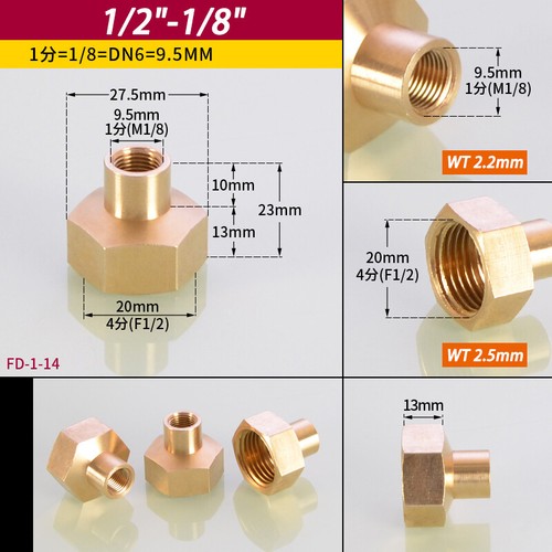 Messing Fitting Messing Reduzierer Doppelnippel IG x IG 1/8" - 1" Innengewinde - Picture 13 of 23