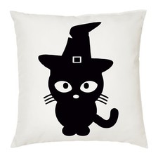cuscino 40 x 40 con disegno gatto nero idea regalo scherzo halloween