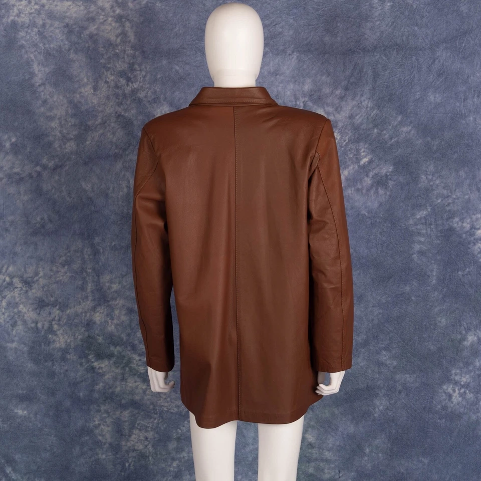 Leather Jacket Blazer Brown Women's Lined Sz M Ecuador Cotacachi - Image 3 of 3