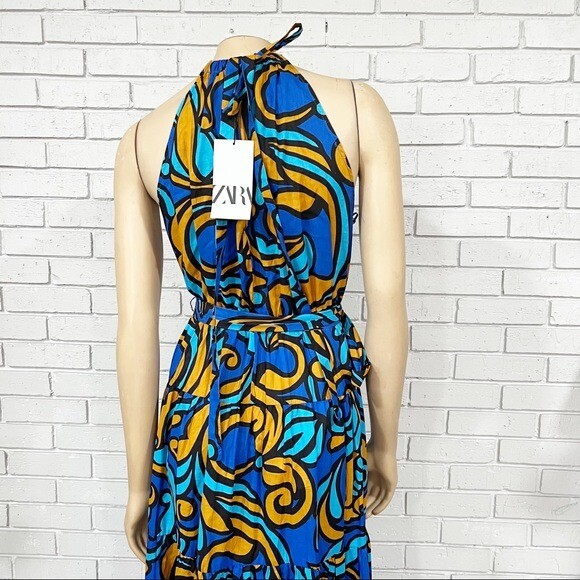 Zara Women’s Cotton Printed Halter Dress - Size Large image 7