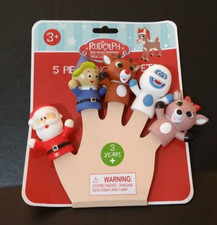 Rudolph The Red Nosed Reindeer Christmas Holiday 5 Piece Finger Puppets- New