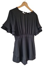 Pretty Little Thing Black Skort Playsuit Size 10 BNWT