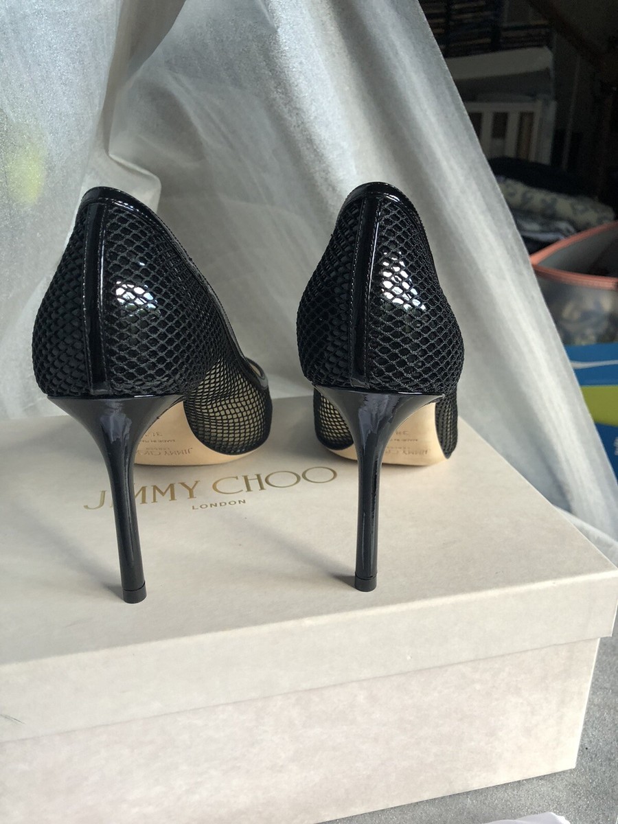 Jimmy Choo Romy 85 Mesh and Patent Lather Pumps,Black, New,EU38/US8M.Retail $750 Jimmy Choo Romy 85 Mesh and Patent Lather Pumps,Black, New,EU38/US8M.Retail $750