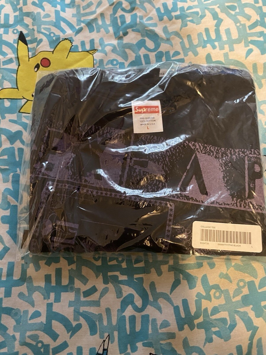 Supreme Collage Tee Black Large SS24 Streetwear Photo Women's
