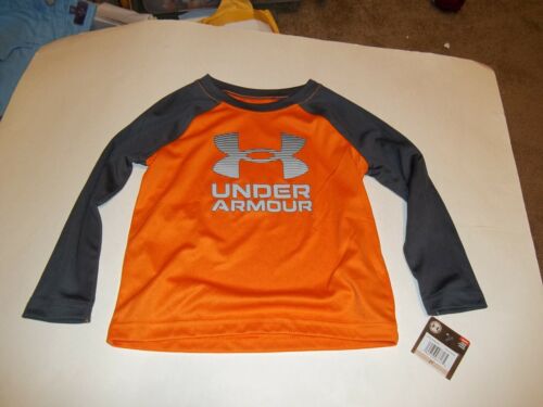 NEW Under Armour boys long sleeve shirt orange gray logo performance sz 2T  - Picture 1 of 2