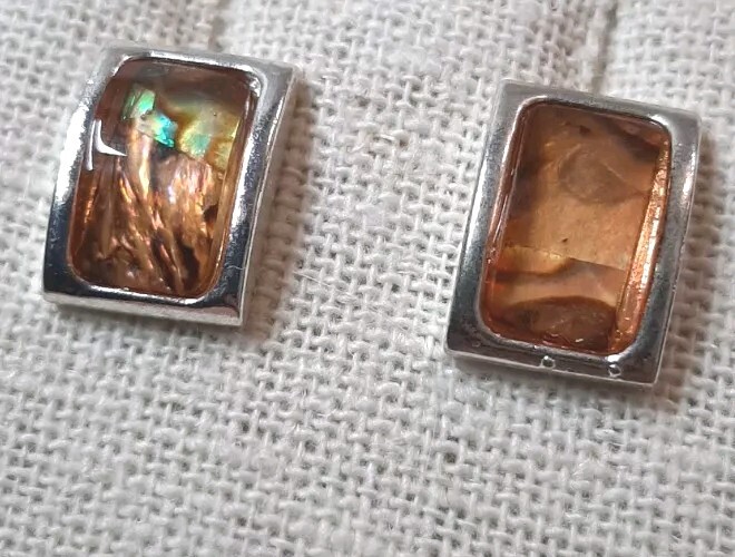 KENNETH COLE Rectangle Silvertone Iridescent Gree… - image 6