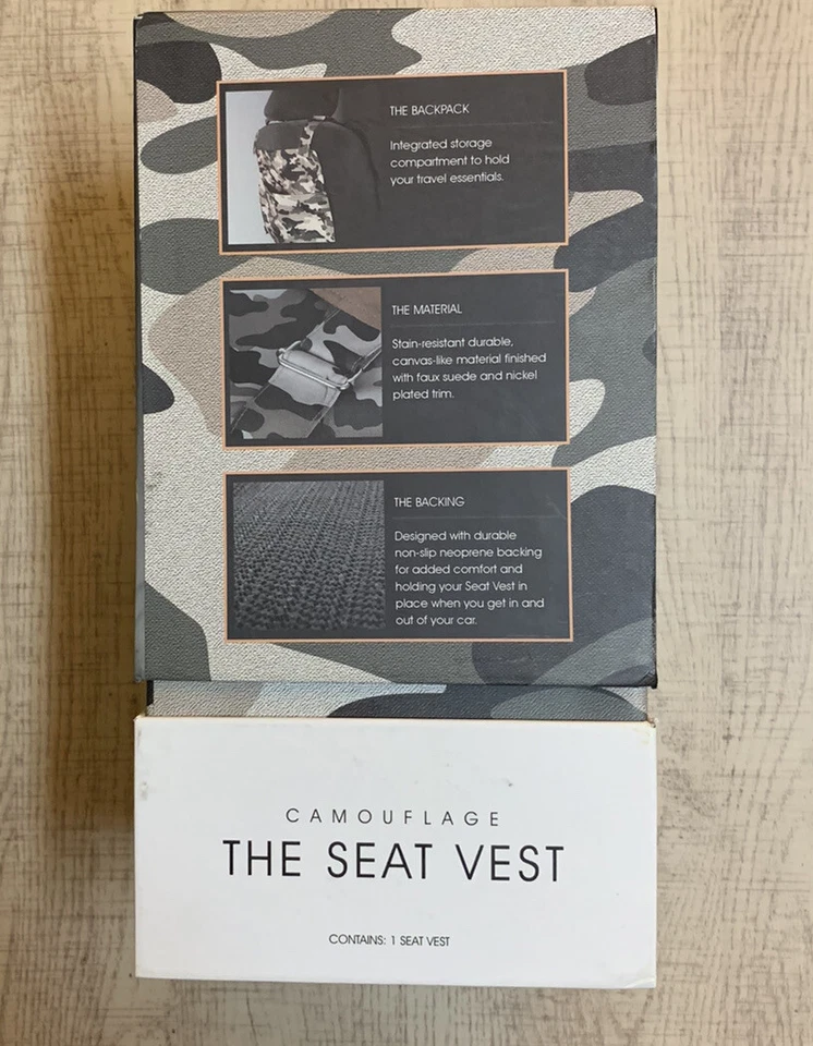 Chaleco de asiento camuflaje de ajuste universal PILOT Automotive SC-573 para SUV, autos, camionetas-NUEVO EN CAJA Foto 4 de 4