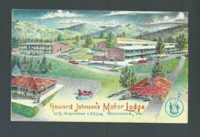 1960 Post Card Roanoke VA Howard Johnsons Motor Lodge No Longer Exists