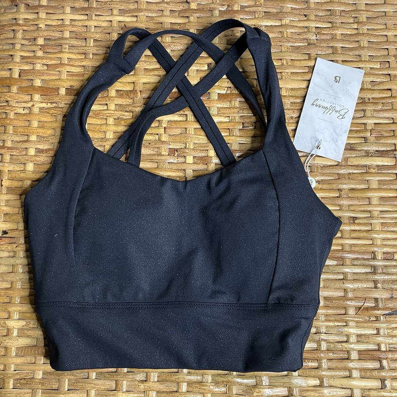 NWT BuffBunny Crop Top Bra Top Size XS Black Shimmer Glittery Trendy Corset Cute