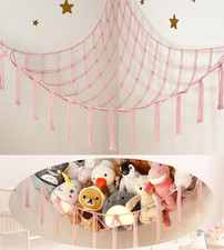 Large Stuffed Animal Storage Hammock Corner Net - Pink Room Decor for Teen Girls