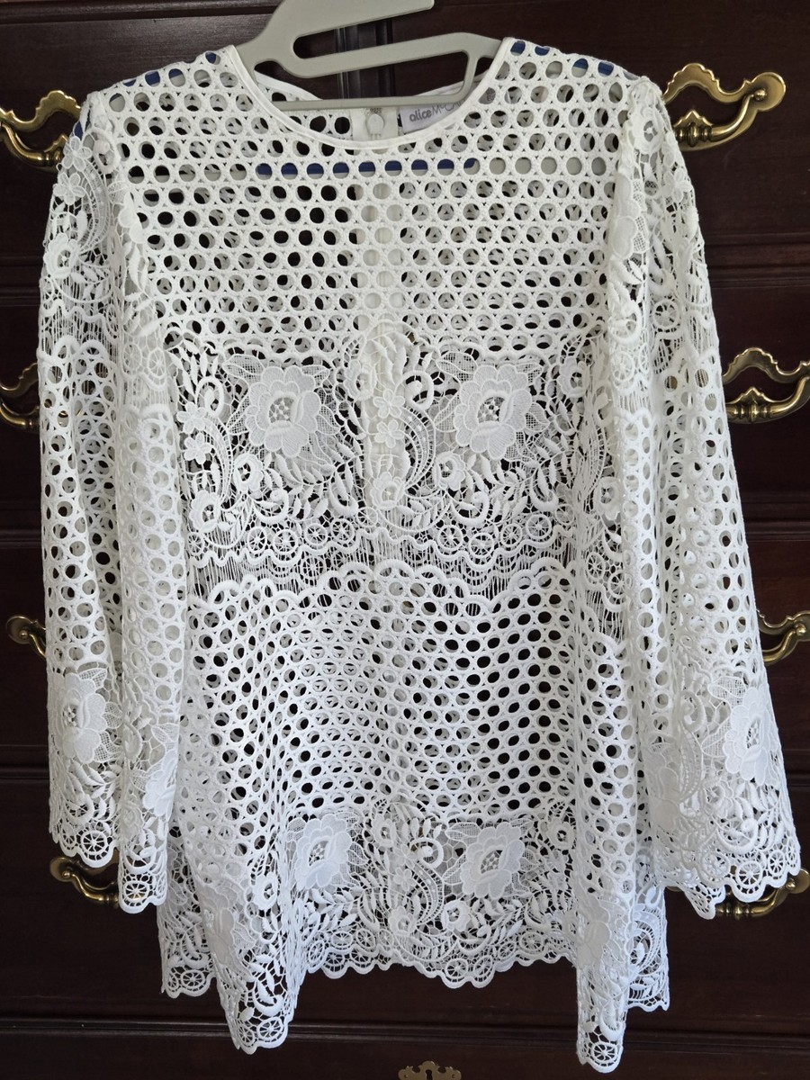 Alice McCall Dress " Like I Would " Mini Tunic in Lace Guipure White Designer 4 View 2