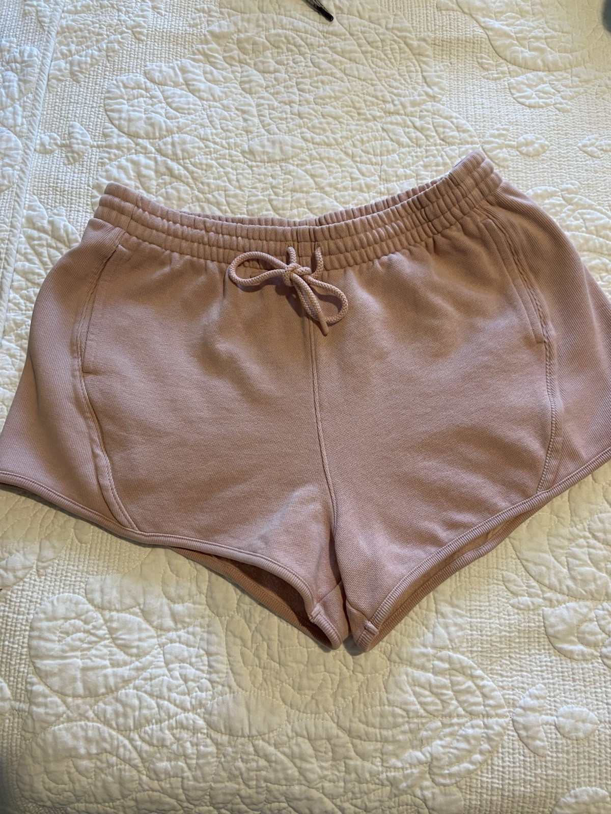 PINK Victoria Secret Fleece Light Pink Lounge Sweat Shorts Women’s Sz Medium