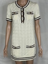 Prada Women's Cable Cotton Mini Dress Size 38/US 2 Bianco/Bordeaux