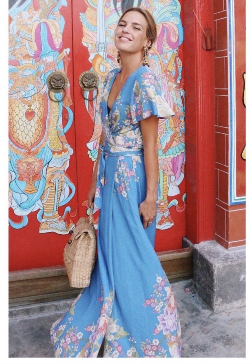 Spell Blue Skies Wrap Dress Large Floral
