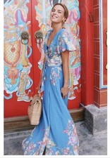 Spell Blue Skies Wrap Dress Large Floral