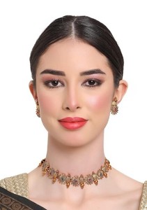 Authentic Indian bollywood gold plated necklace whit matching earrings women and girls