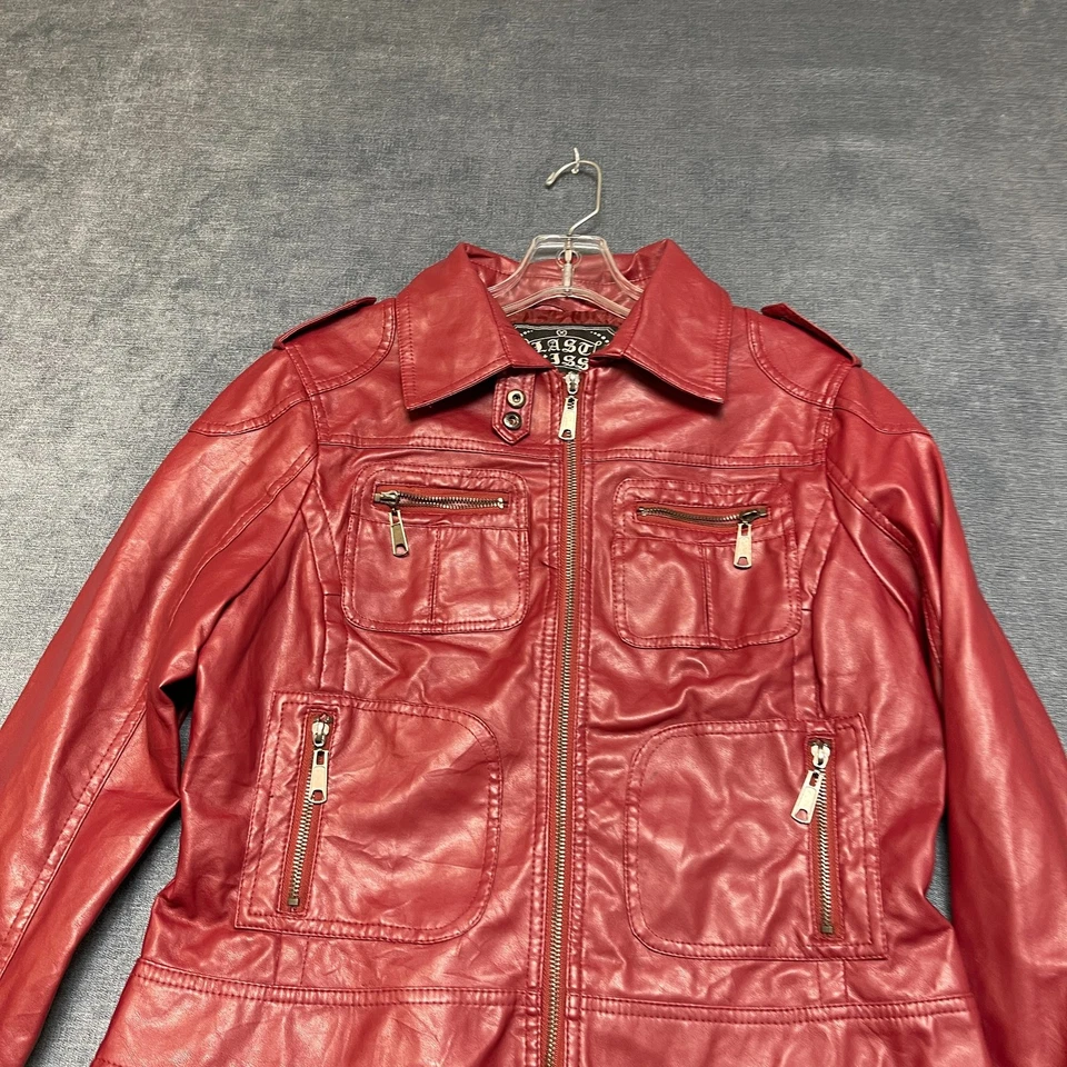 Chaqueta de motociclista recortada Last Kiss para mujer grande forrada granate exterior motocicleta Foto 4 de 4