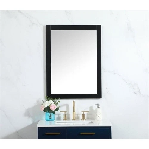 Elegant Decor Aqua 24x32" MDF Wood and Metal Vanity Mirror in Black - Picture 2 of 8