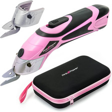 Pink Power Electric Fabric Scissors Box Cutter for Crafts, Sewing,