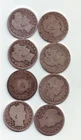 Lot of 8 No‑Date Liberty Quarters – Circulated 1887–1914