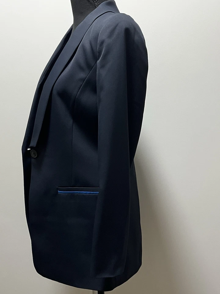 Armani Exchange - Blazer largo azul marino para mujer talla 4, botón delantero, nuevo Foto 3 de 4