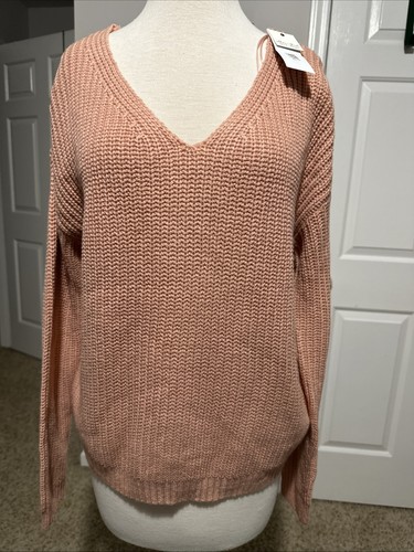 Ultra Flirt Pullover Oversize Medium Neu mit Etikett detaillierter Rücken Pfirsich Strick