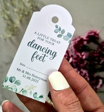 Dancing Feet Tags - Personalised Flip Flop Favours - Wedding Tags - Eucalyptus