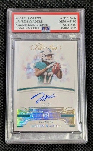 2021 Panini Flawless Jaylen Waddle Rookie Autograph /25 PSA 10 & AUTO 10 - POP 2
