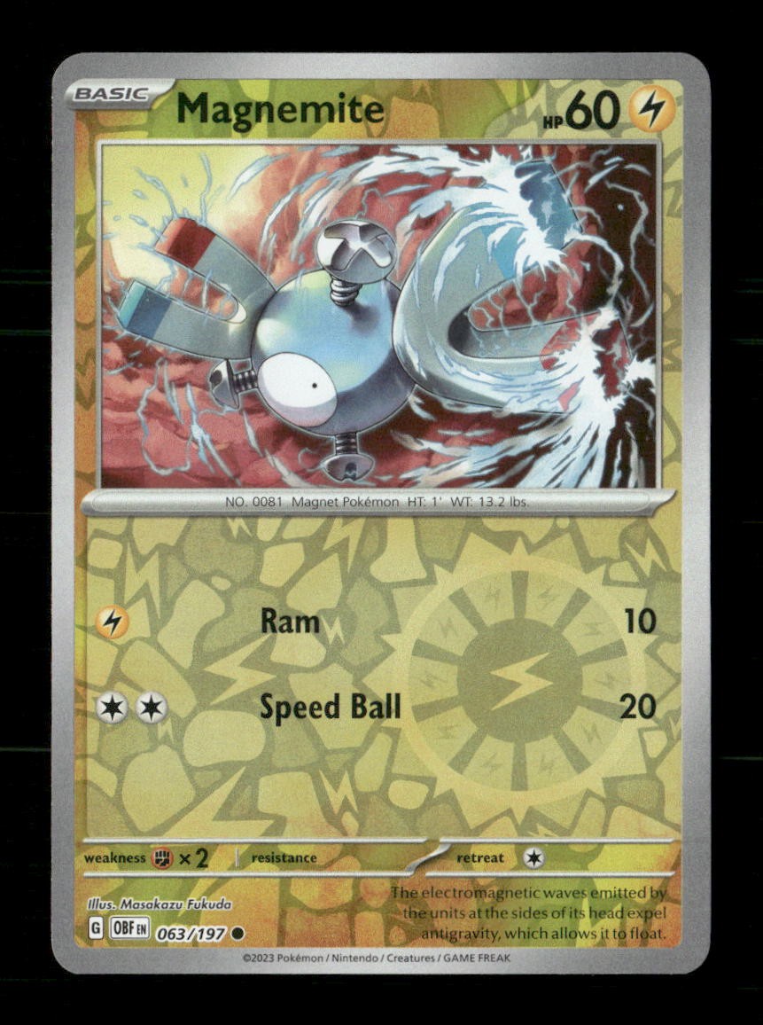 Magnemite 063/197 Obsidian Flames Reverse Holo NM/M Pokemon