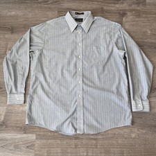 Arrow Men's Wrinkle-Free Long Sleeve Gray Striped Dress Shirt Size 17.5 - 34/35