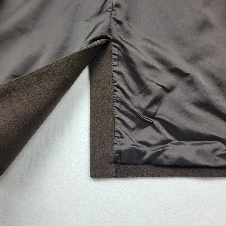 Chaqueta para Hombres Cole Haan Mezcla de Lana Cachemira Talla XL Marrón Sobre Abrigo Borde de Cuero Foto 4 de 4