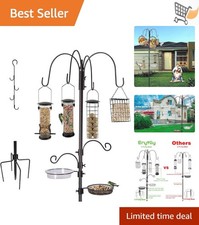 Bird Feeding Station Kit Steel Multi Hooks Water Bath Garden Decor