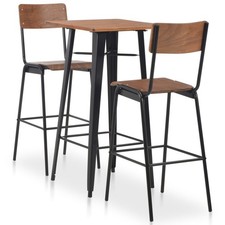 Mobilier de Bar 3 pcs Acier Marron Noir Ensemble Bistro Salle à Manger vidaXL