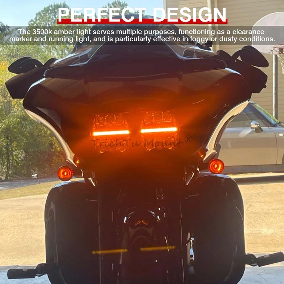 Motorcycle 240W Honeycomb LED Headlight DRL for Harley Road Glide FLTRX 15-23 - Image 4 of 4