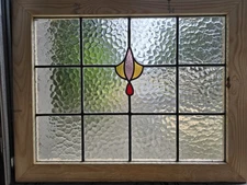 ANTIQUE ENGLISH STAINED GLASS WINDOW PAIR