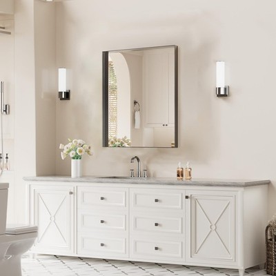 20x30 Inch Black Metal Framed Bathroom Mirror for Wall, Rectangle Vanity Mirr...